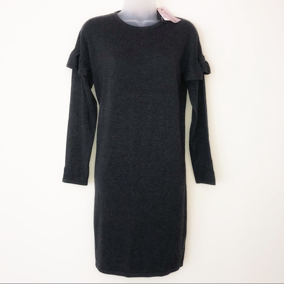 Philosophy Dresses & Skirts - NWT Philosophy Grey Cashmere Ruffle Sweater Dress